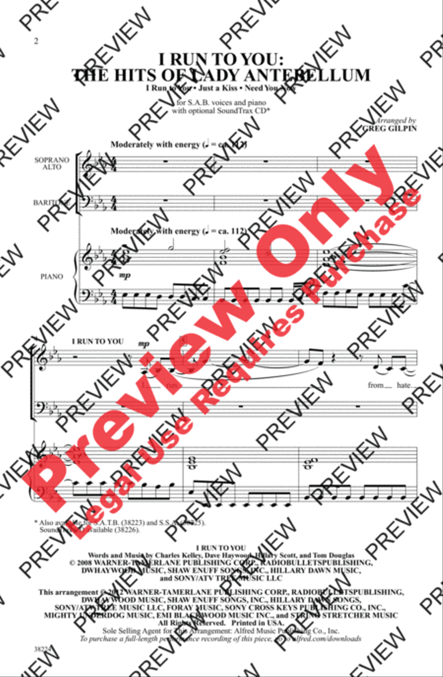 I Run to You: The Hits of Lady Antebellum 3-Part scores gallery preview page 2