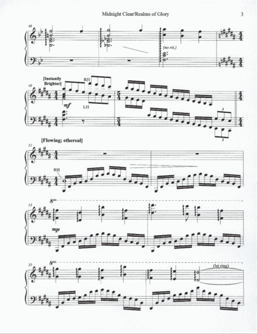 Midnight Clear/Realms of Glory [Medley] Piano Solo scores gallery preview page 3