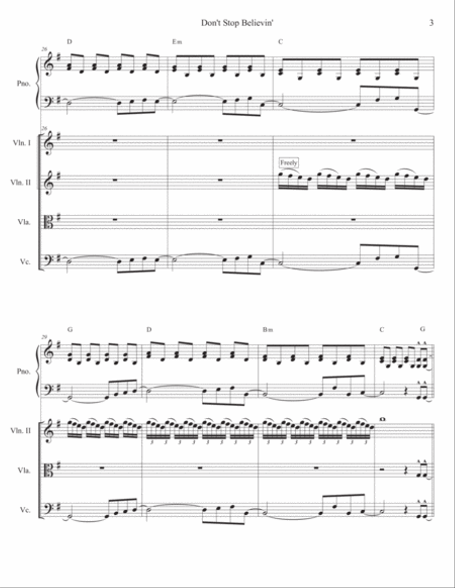 Don't Stop Believin' Piano Quintet scores gallery preview page 3