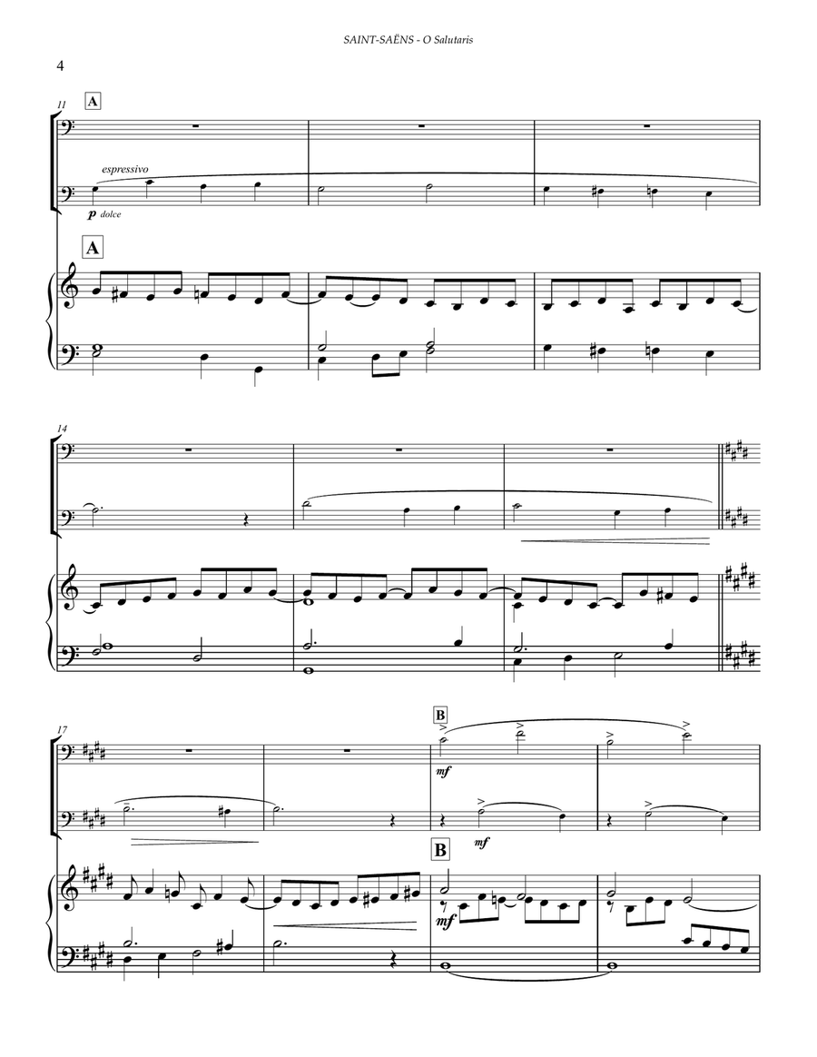O Salutaris, Duet for Trombones and Organ Trombone Duet scores gallery preview page 4