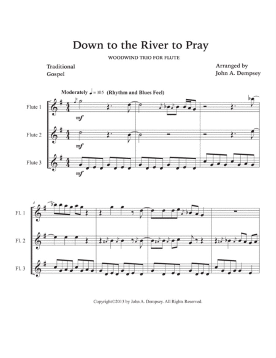 Down to the River to Pray (Flute Trio) Flute Trio scores gallery preview page 5