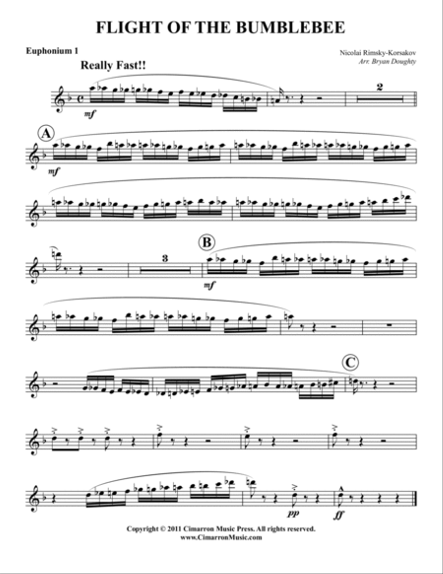 Flight of the Bumblebee Euphonium Quartet scores gallery preview page 5