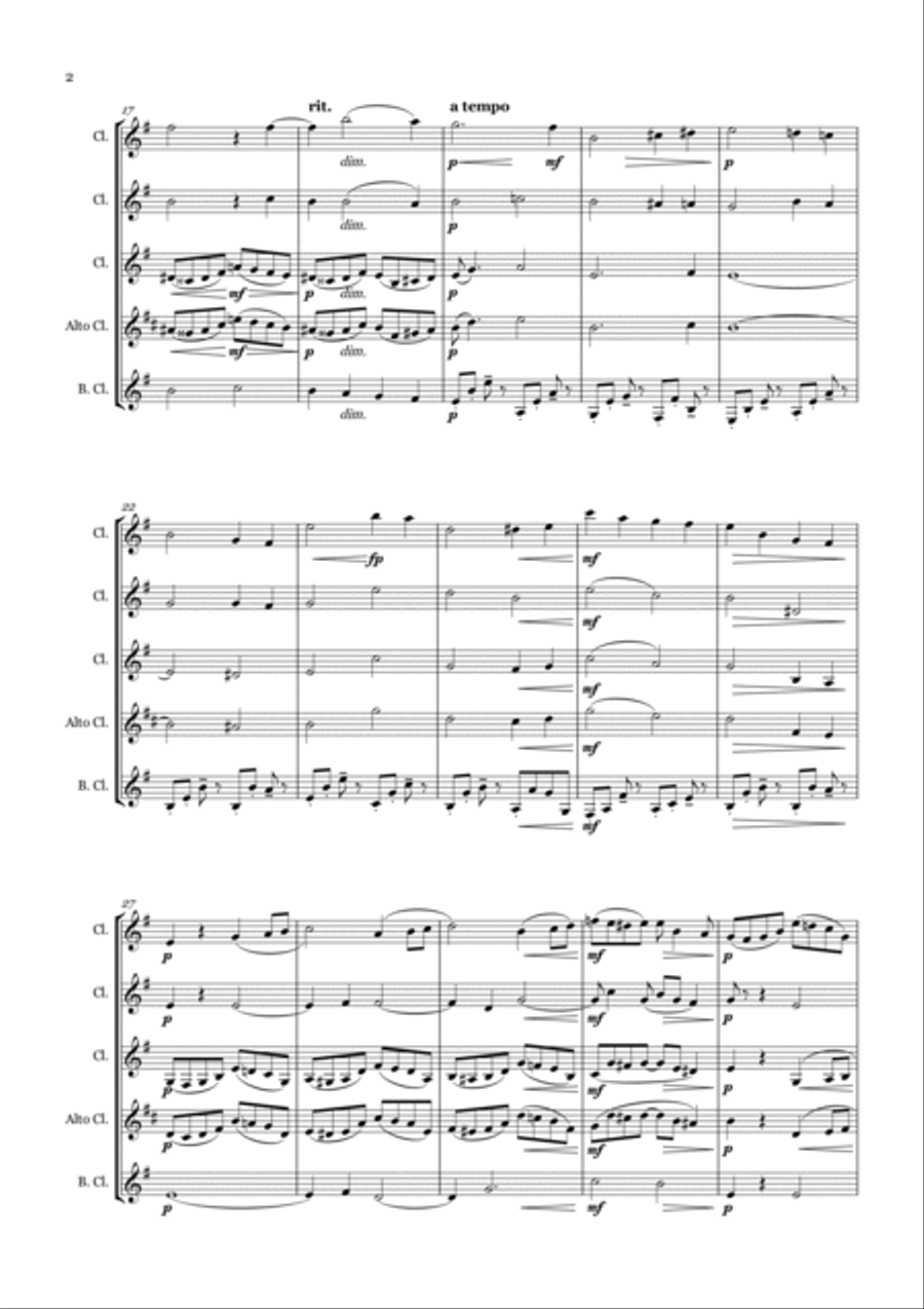 Poco Lento for Clarinet Quartet Clarinet Quartet scores gallery preview page 2