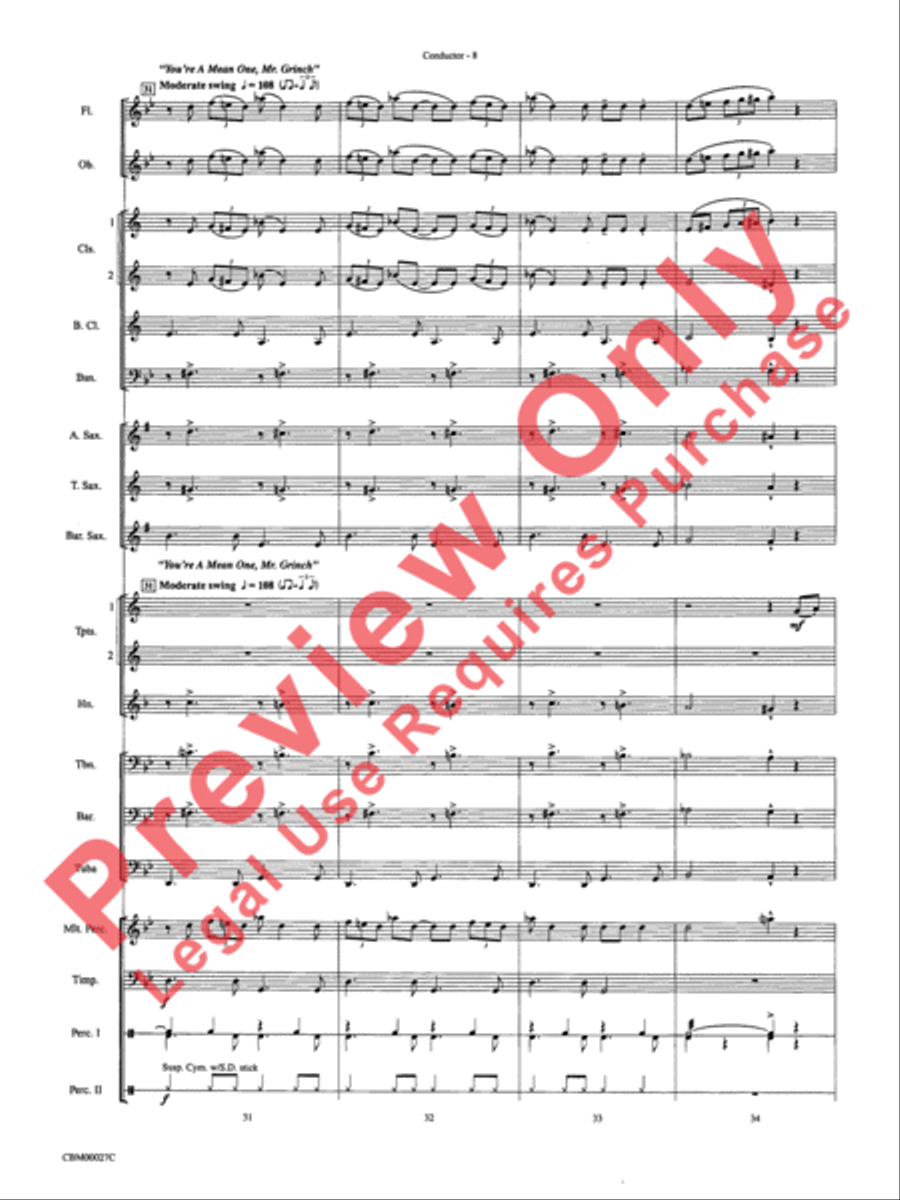 How the Grinch Stole Christmas Concert Band scores gallery preview page 11