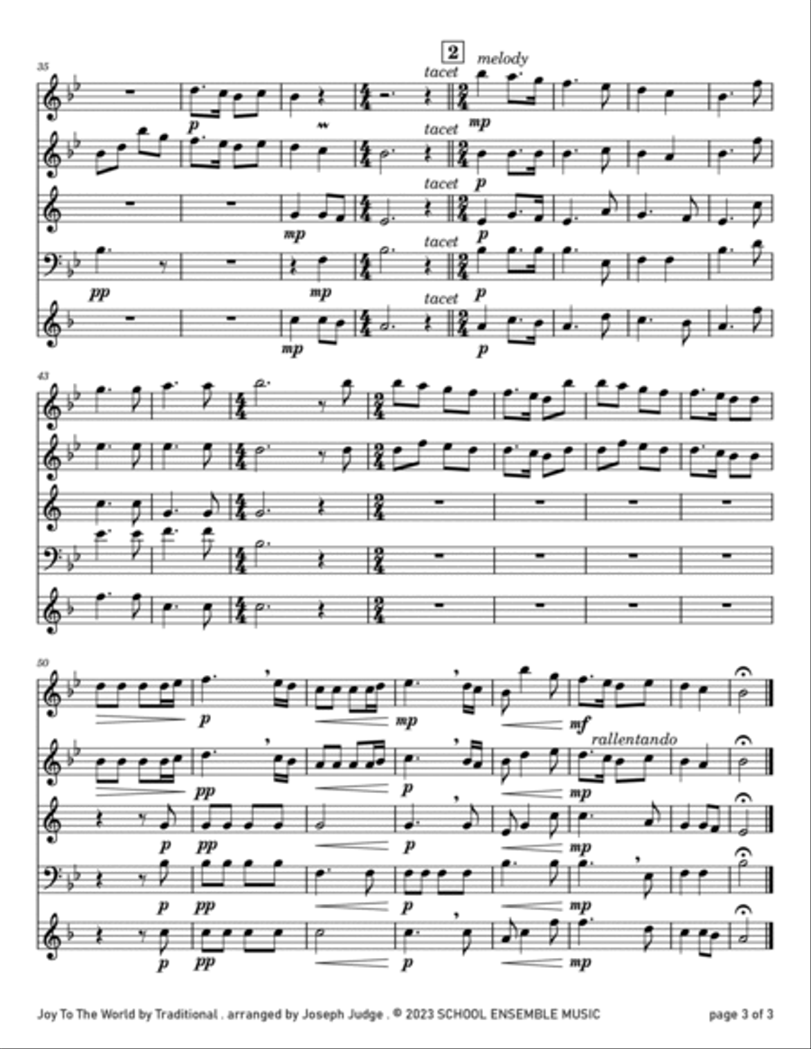 Joy To The World for Woodwind Quartet in Schools Woodwind Quartet scores gallery preview page 3