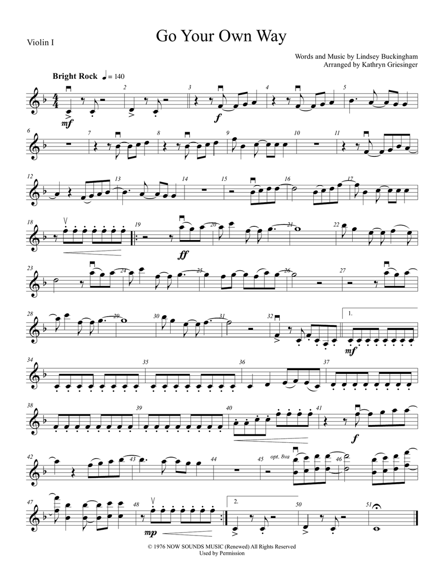 Go Your Own Way String Quartet scores gallery preview page 1