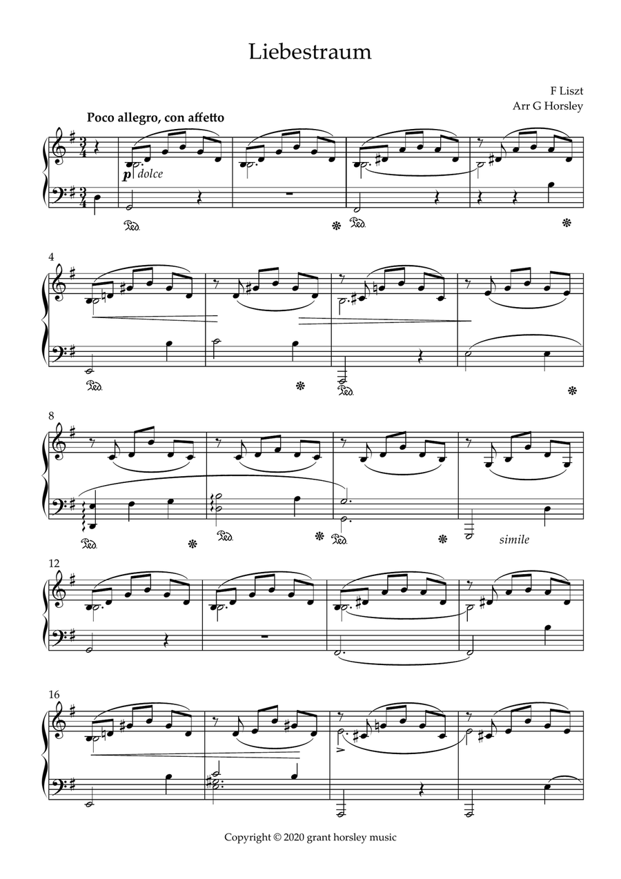 Liebestraum- F Liszt Piano Solo- Simplified Version- Advanced intermediate Piano Solo scores gallery preview page 2