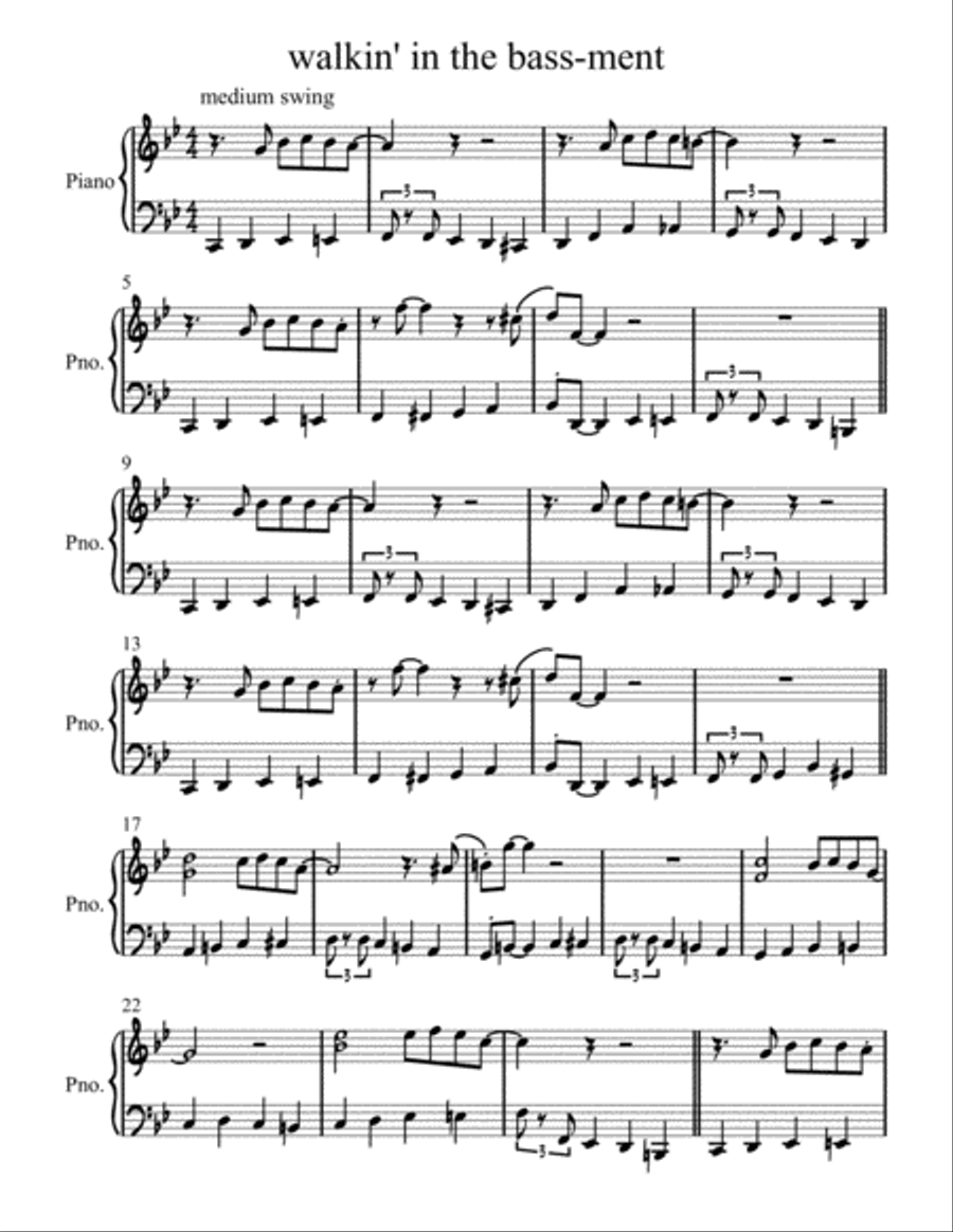 Walkin' in the Bassment Walkin' in the Bassment Piano Solo scores gallery preview page 1