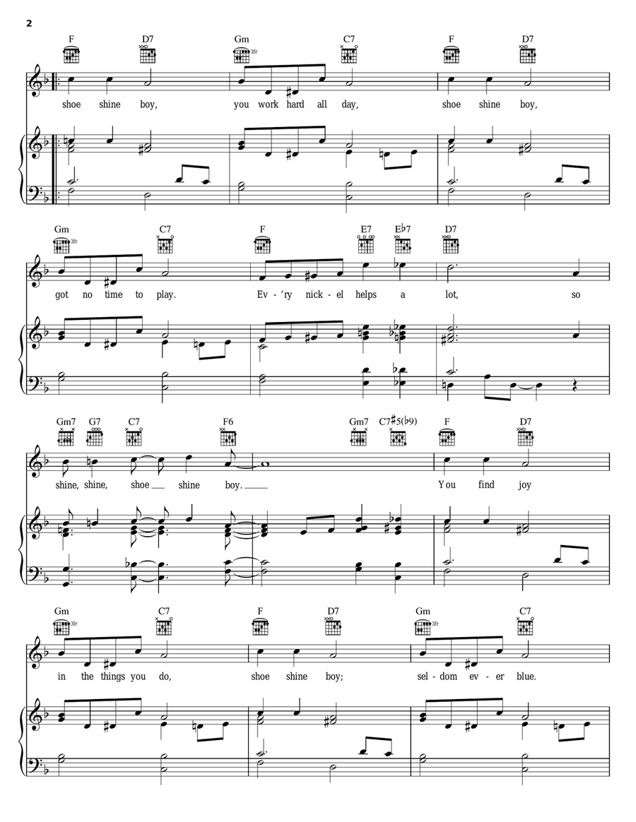Shoe Shine Boy Shoe Shine Boy Piano, Vocal, Guitar scores gallery preview page 2