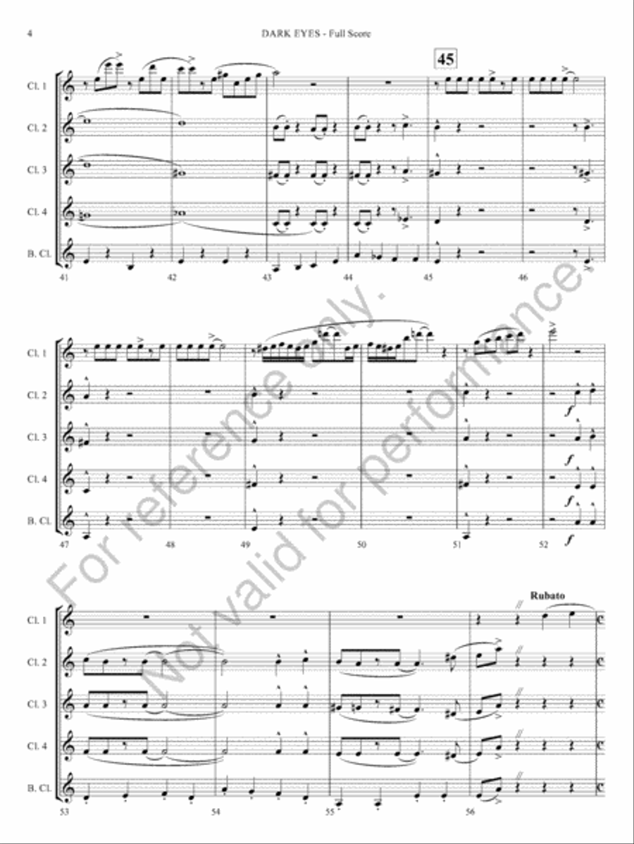 Dark Eyes Clarinet Quintet scores gallery preview page 6