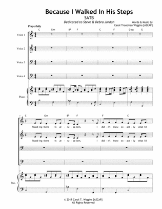 Because I Walked In His Steps (SATB)