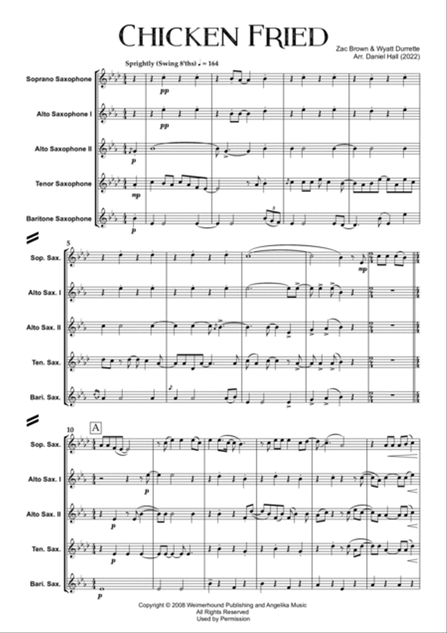 Chicken Fried Saxophone Quintet scores gallery preview page 4