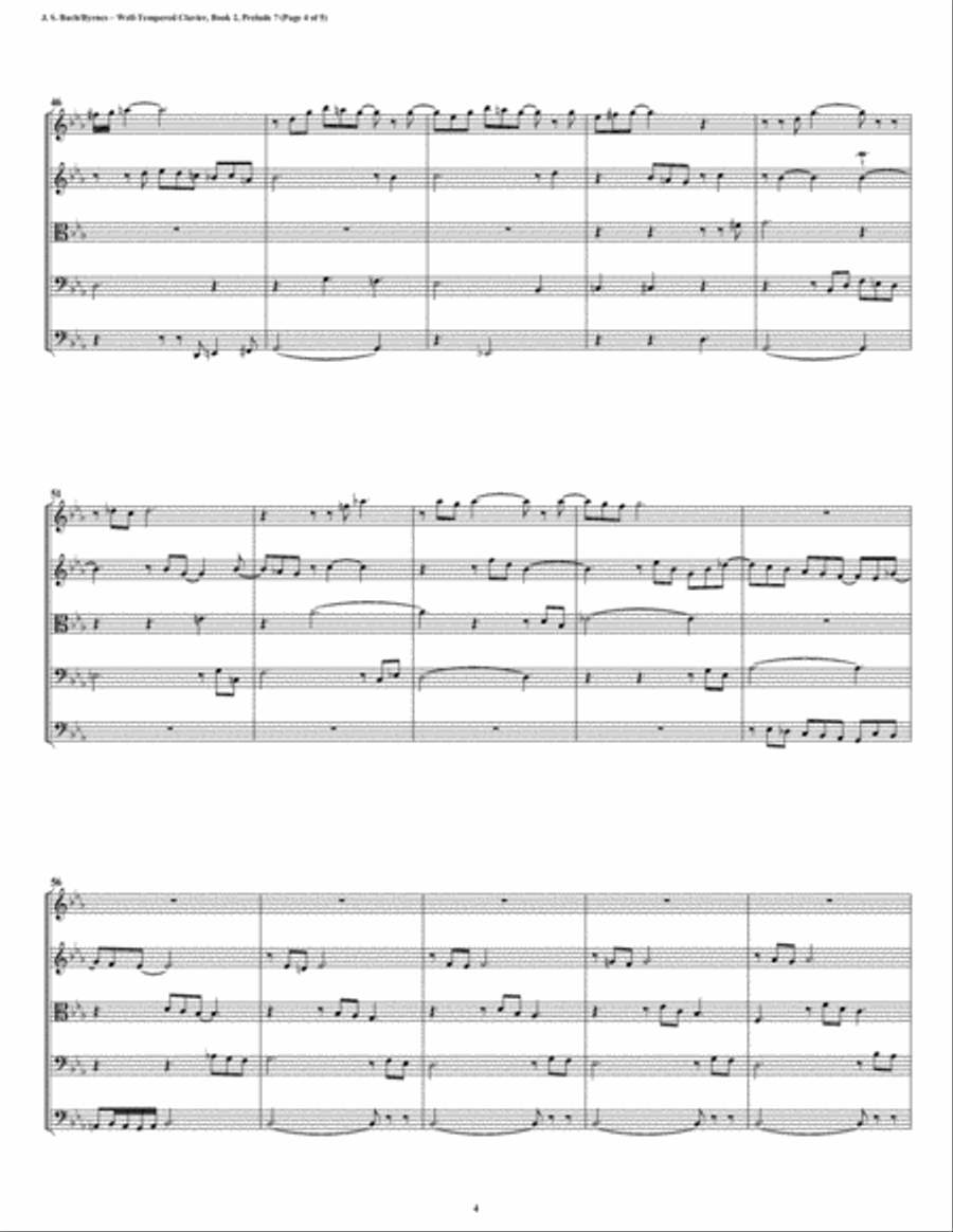 Prelude 07 from Well-Tempered Clavier, Book 2 (String Quintet) String Quintet scores gallery preview page 4