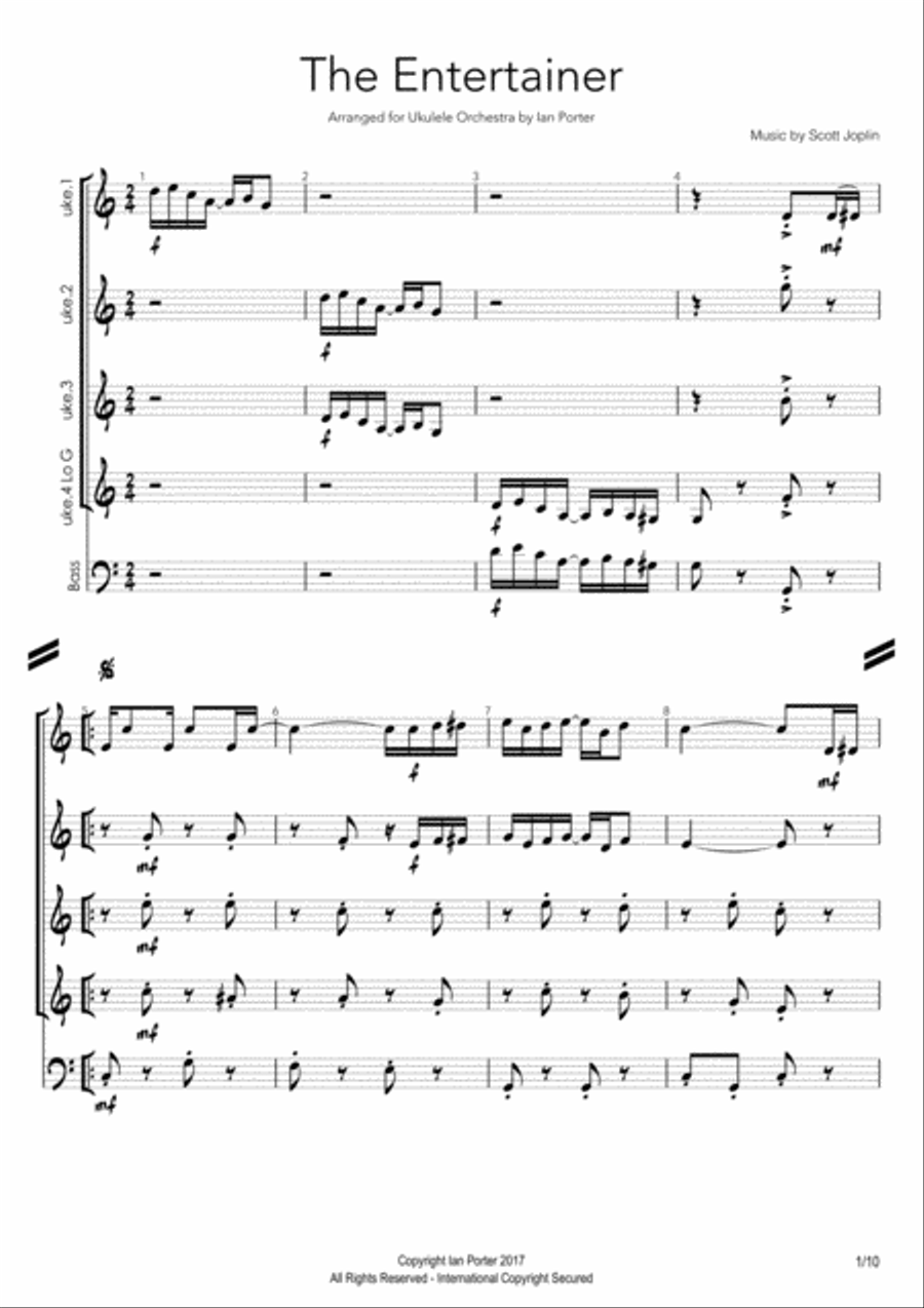 The Entertainer - Ukulele Ensemble Ukulele scores gallery preview page 4