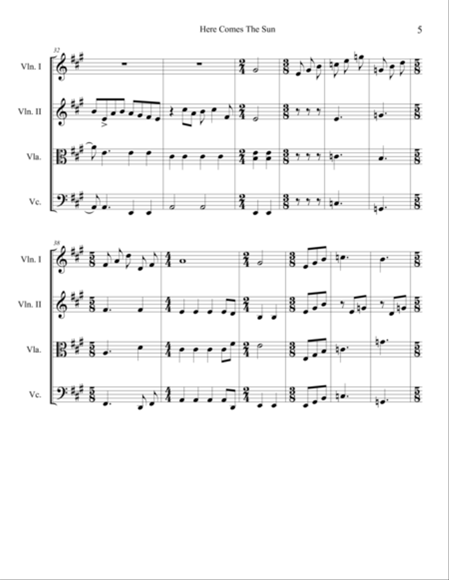 Here Comes The Sun String Quartet scores gallery preview page 6