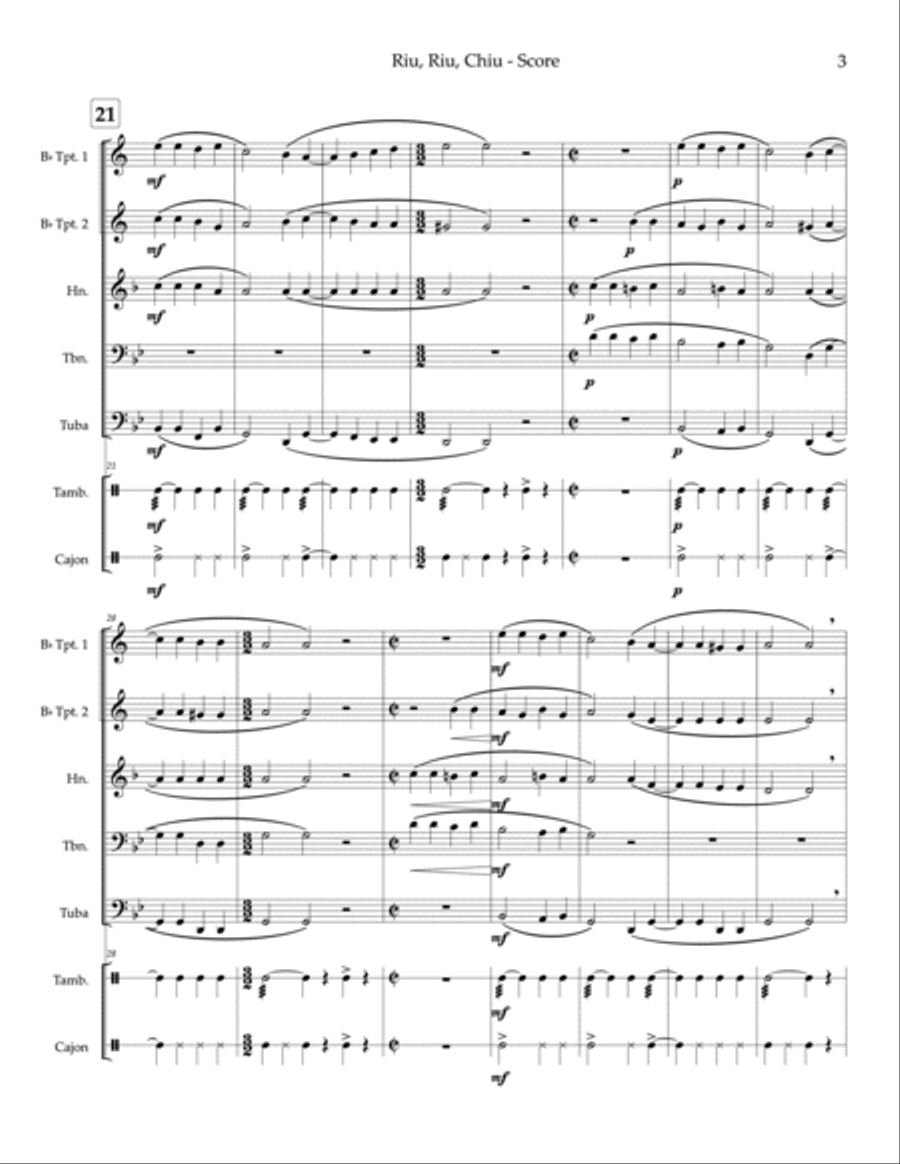 Riu, Riu, Chiu - brass quintet, percussion (bodhran, tambourine) image number null