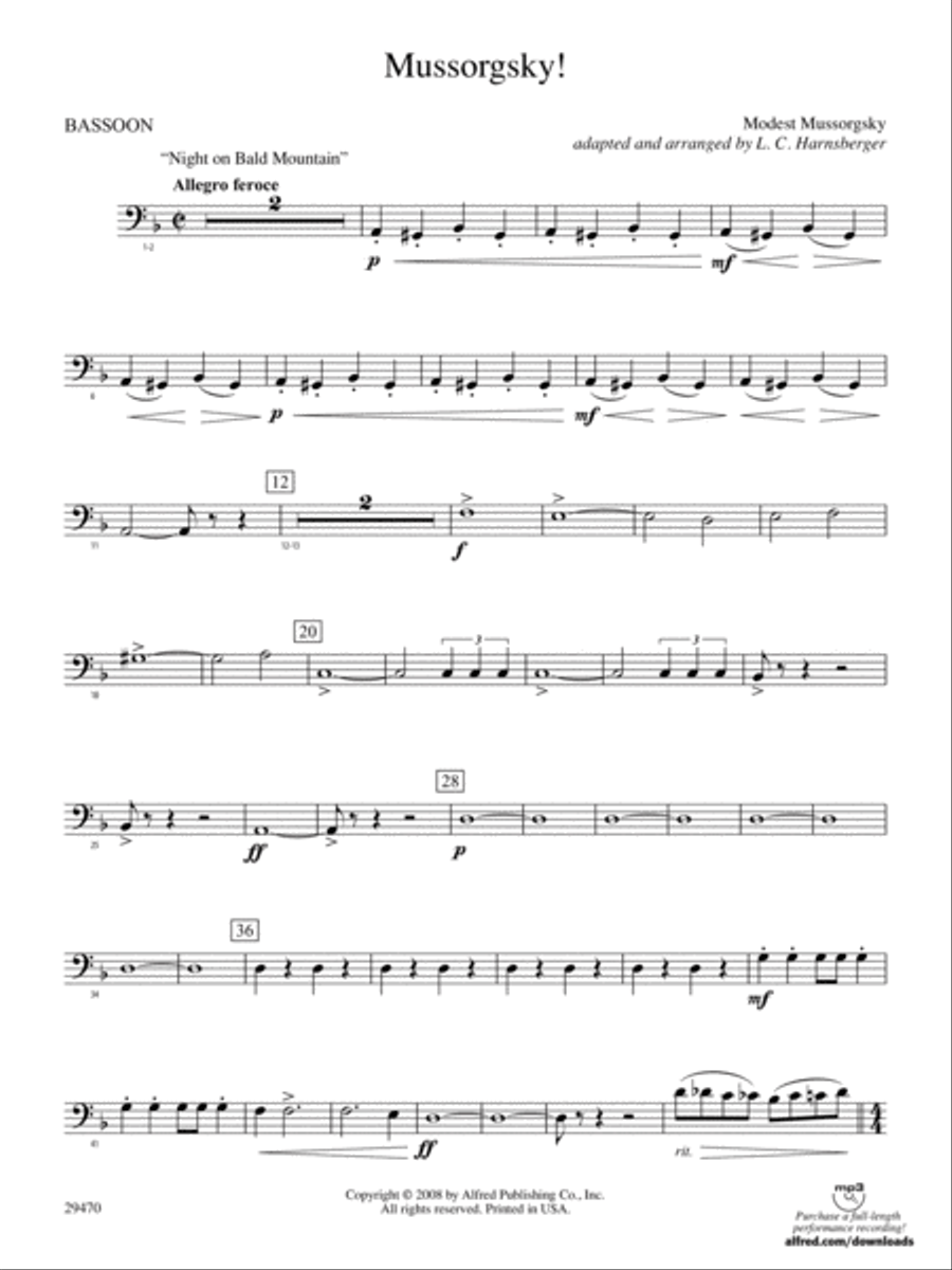 Mussorgsky!: Bassoon Mussorgsky!: Bassoon Concert Band scores gallery preview page 1