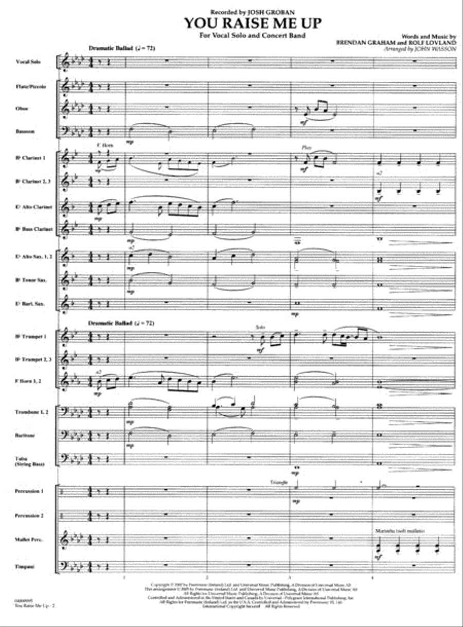 You Raise Me Up You Raise Me Up Concert Band scores gallery preview page 2