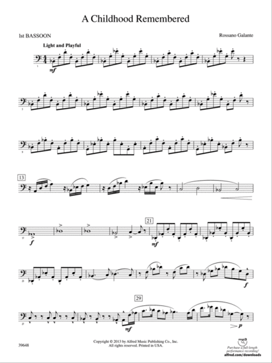 A Childhood Remembered: Bassoon Concert Band scores gallery preview page 1
