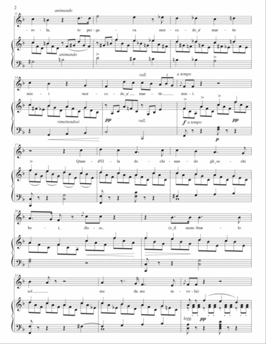 BELLINI: La ricordanza (transposed to F major) Voice scores gallery preview page 3