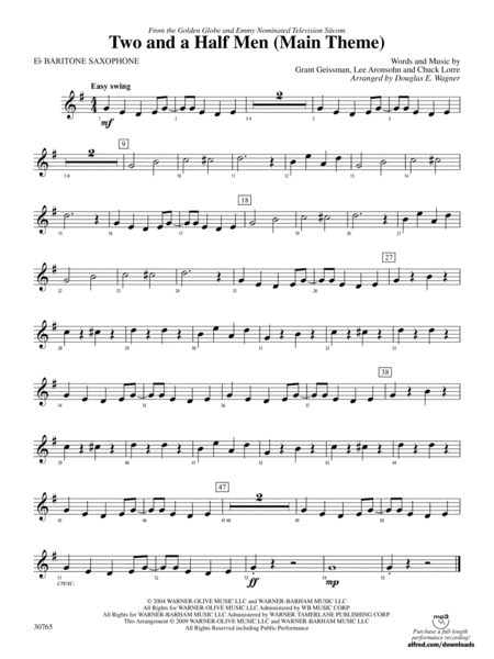 Two and a Half Men (Main Theme): E-flat Baritone Saxophone