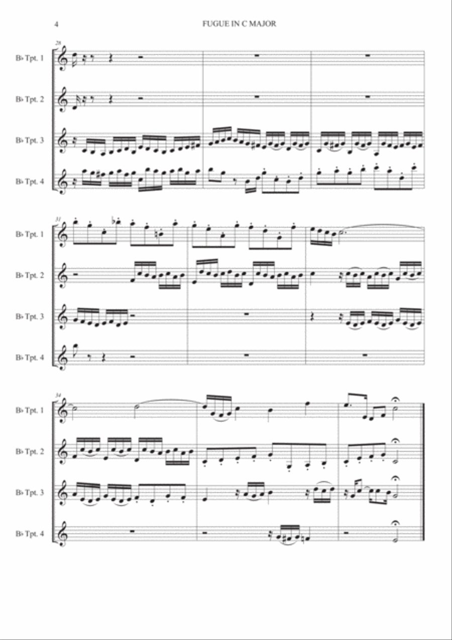 Fugue in C major - Trumpet quartet Fugue in C major - Trumpet quartet Brass Quartet scores gallery preview page 5