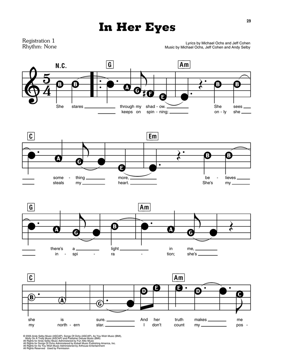 In Her Eyes Electronic Keyboard scores gallery preview page 1