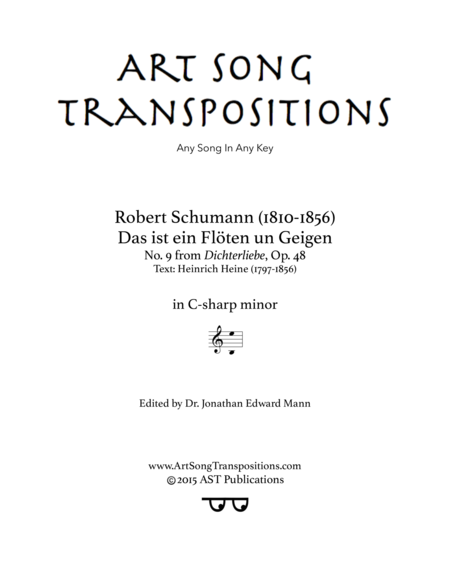 SCHUMANN: Das ist ein Flöten und Geigen, op. 48 no. 9 (transposed to C-sharp minor)