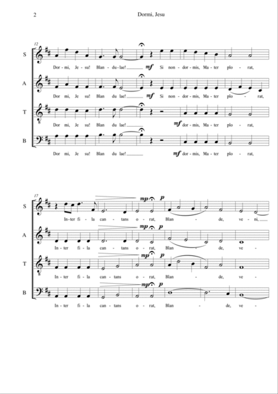 Dormi, Jesu Dormi, Jesu 4-Part scores gallery preview page 2
