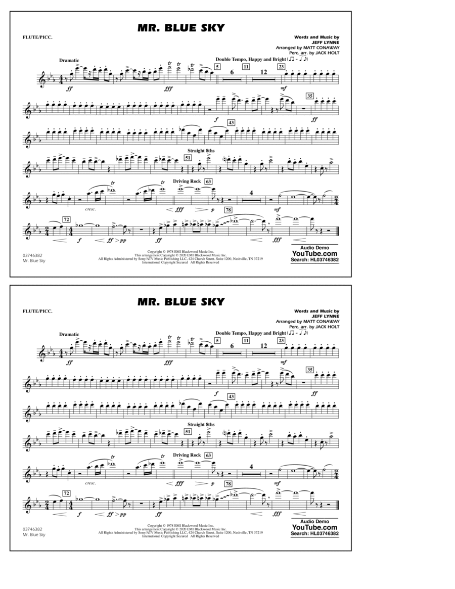 Mr. Blue Sky (arr. Matt Conaway) - Flute/Piccolo