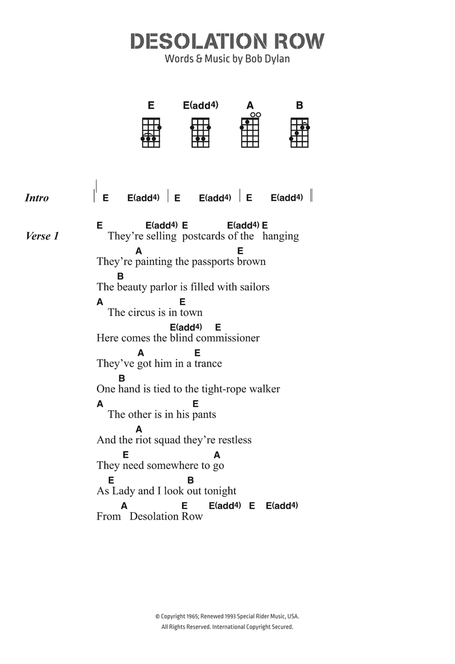 Desolation Row Piano, Vocal, Guitar scores gallery preview page 1