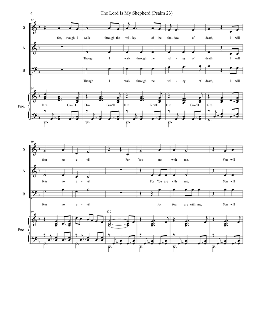Psalm 23 (theme From The Vicar Of Dibley) 3-Part scores gallery preview page 4