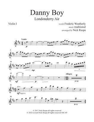 Danny Boy for string orchestra (Violin I part)