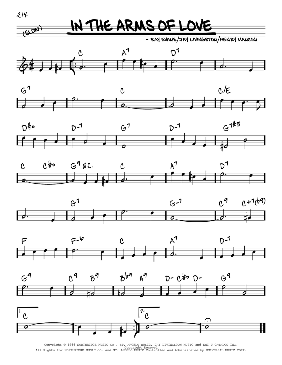 In The Arms Of Love In The Arms Of Love Piano scores gallery preview page 1