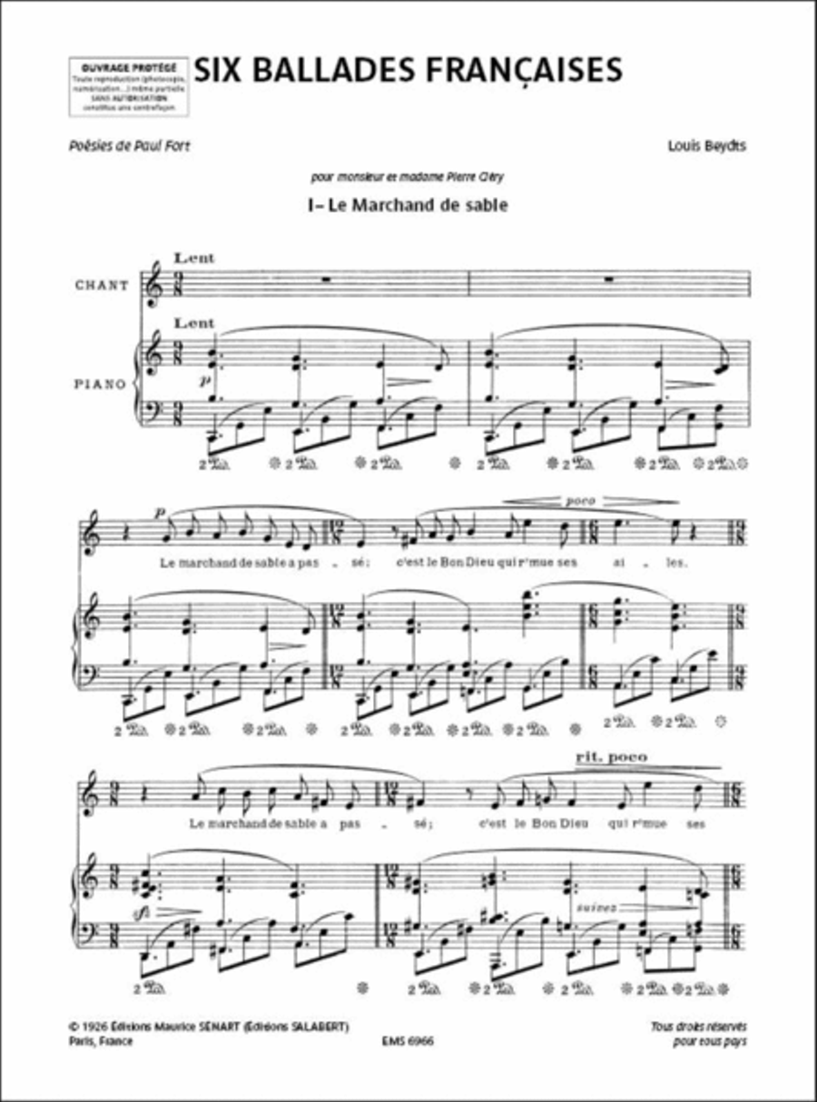 Six Ballades françaises Voice Solo scores gallery preview page 2