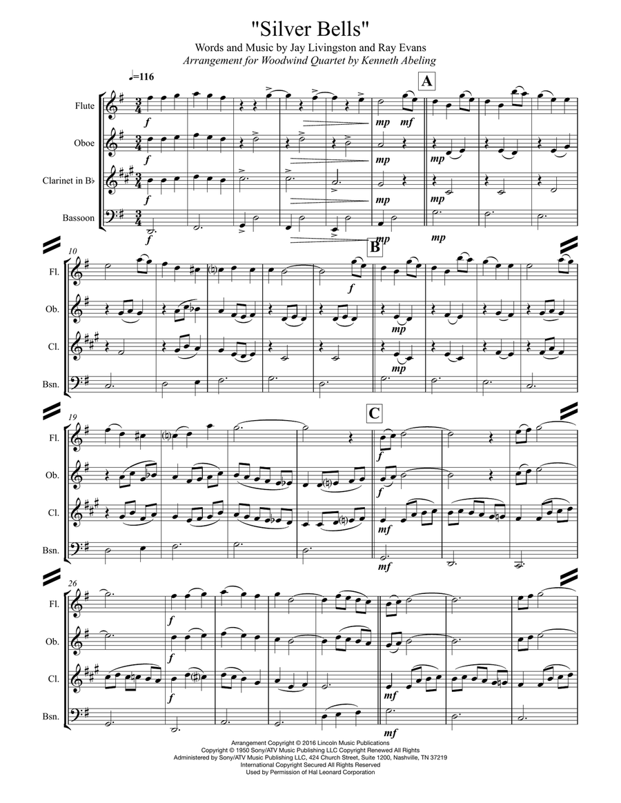 Silver Bells Woodwind Quartet scores gallery preview page 2