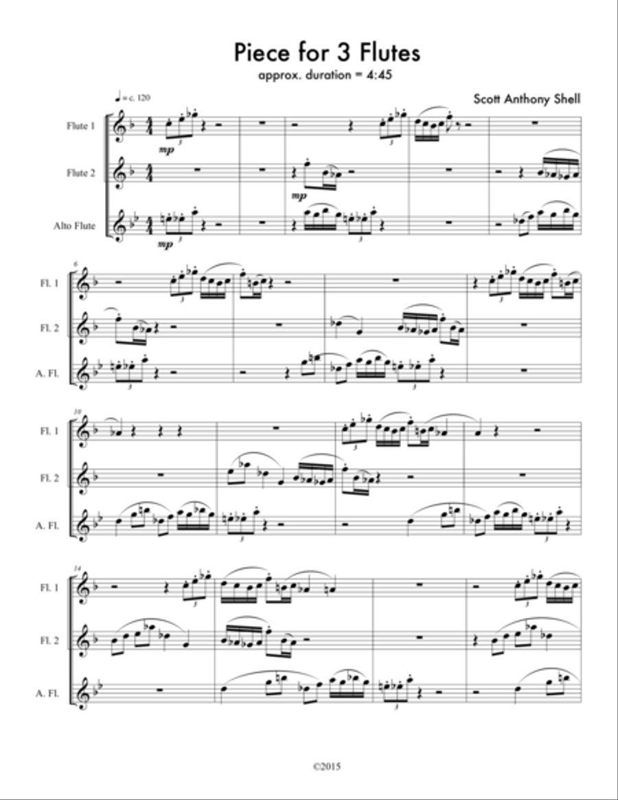 Piece for 3 Flutes Flute Trio scores gallery preview page 2