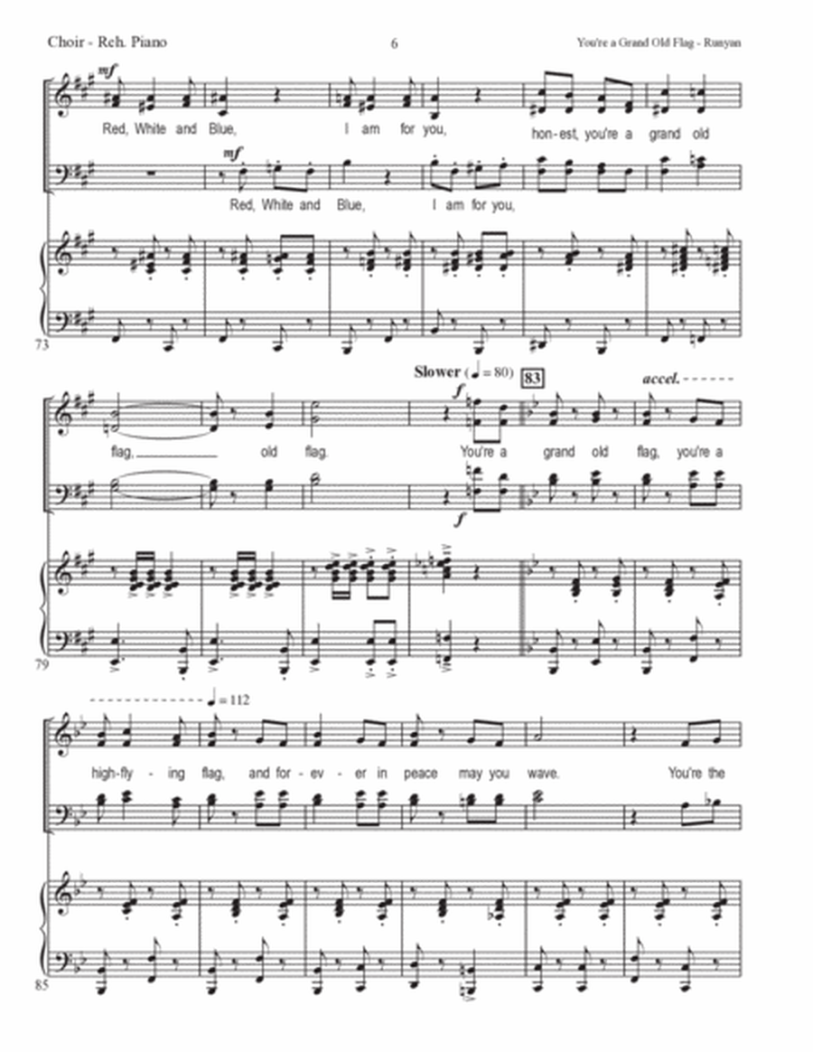 You're a Grand Old Flag - SATB, Piano 4-hands image number null