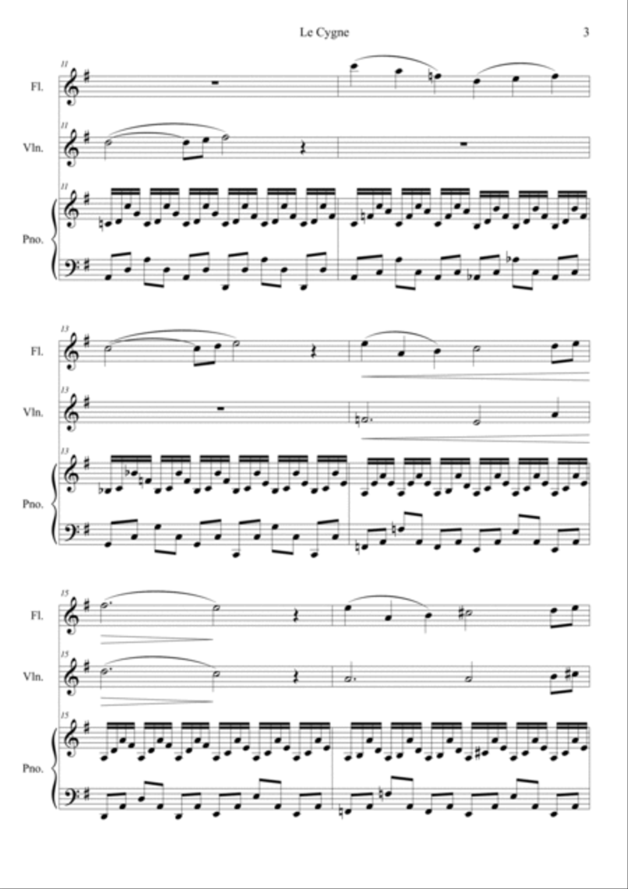 Le Cygne (Le Carnaval des Animaux) Violin scores gallery preview page 3