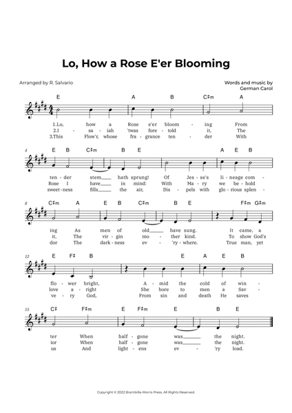 Lo, How a Rose E'er Blooming (Key of E Major) image number null
