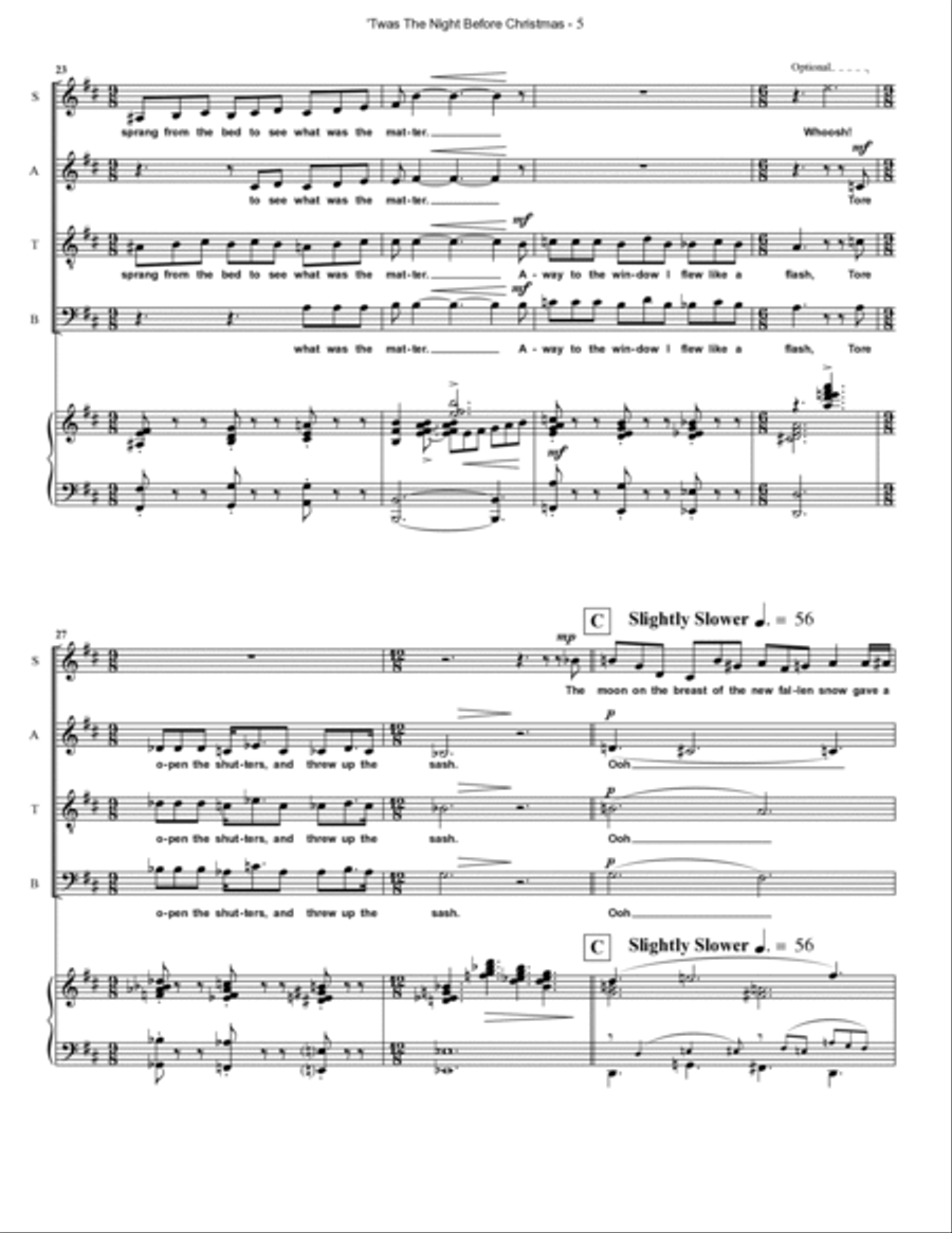 TWAS THE NIGHT BEFORE CHRISTMAS 4-Part scores gallery preview page 5