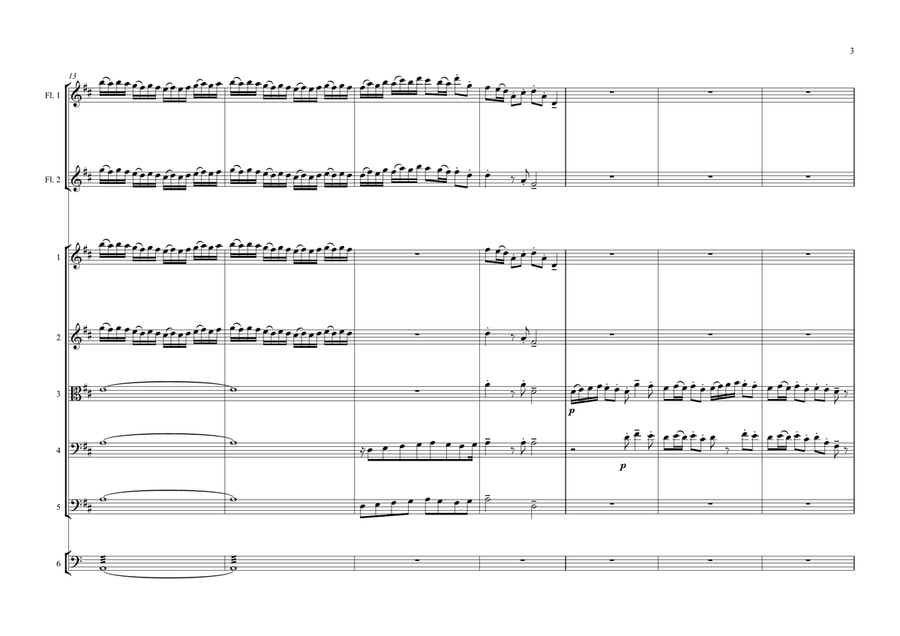 The Arrival of the Queen of Sheba for 2 Flutes & Orchestra Large Ensemble scores gallery preview page 3