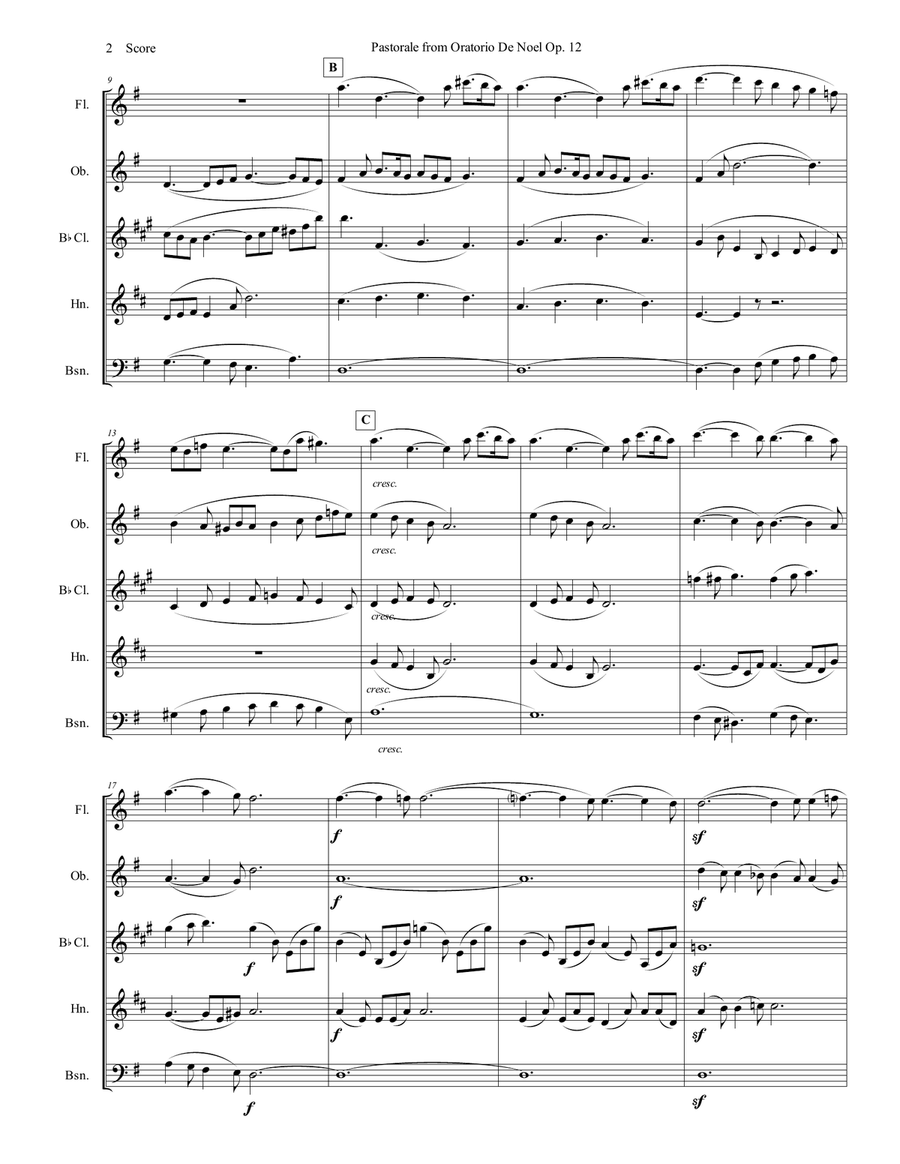 Pastorale from Oratorio De Noel set for Woodwind Quintet Woodwind Quintet scores gallery preview page 3