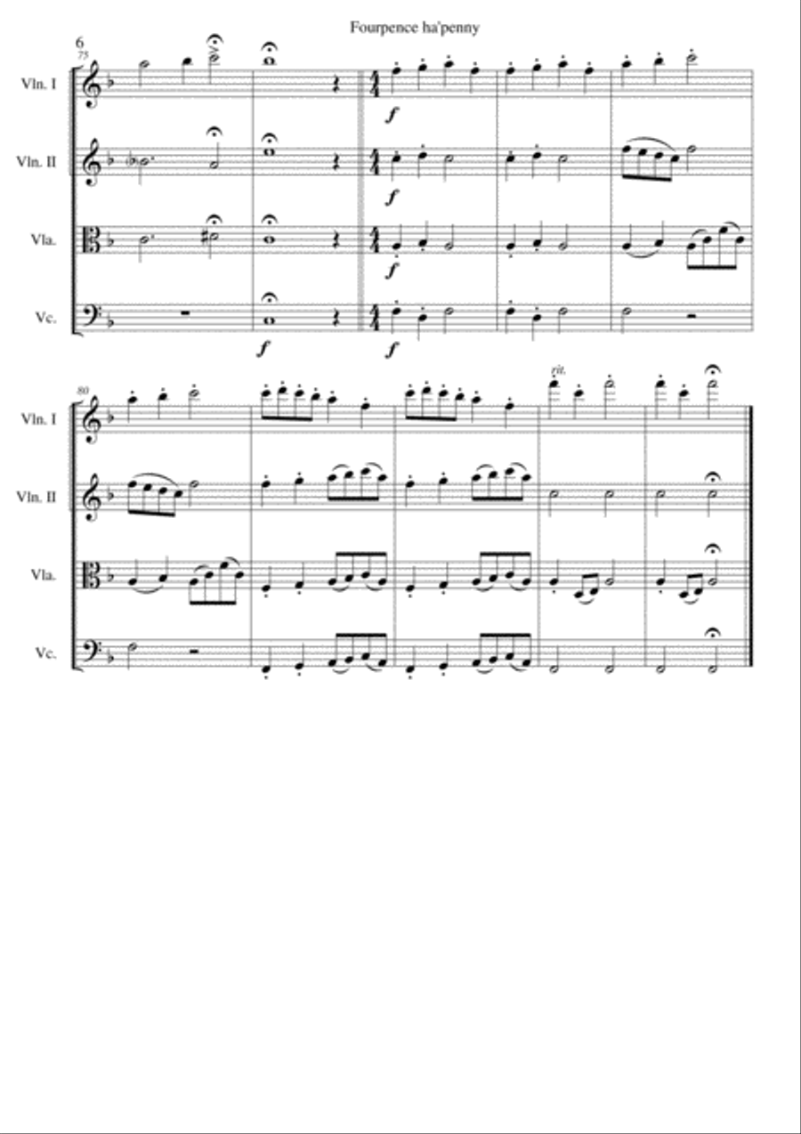 Fourpence ha'penny or Variations on Frère Jacques for string quartet String Quartet scores gallery preview page 6