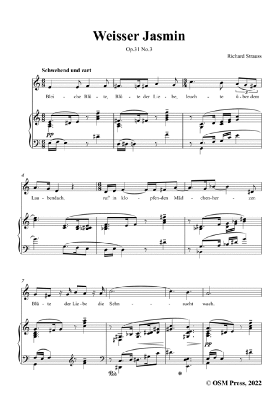 Richard Strauss-Weißer Jasmin,in a minor,Op.31 No.3 Voice scores gallery preview page 3