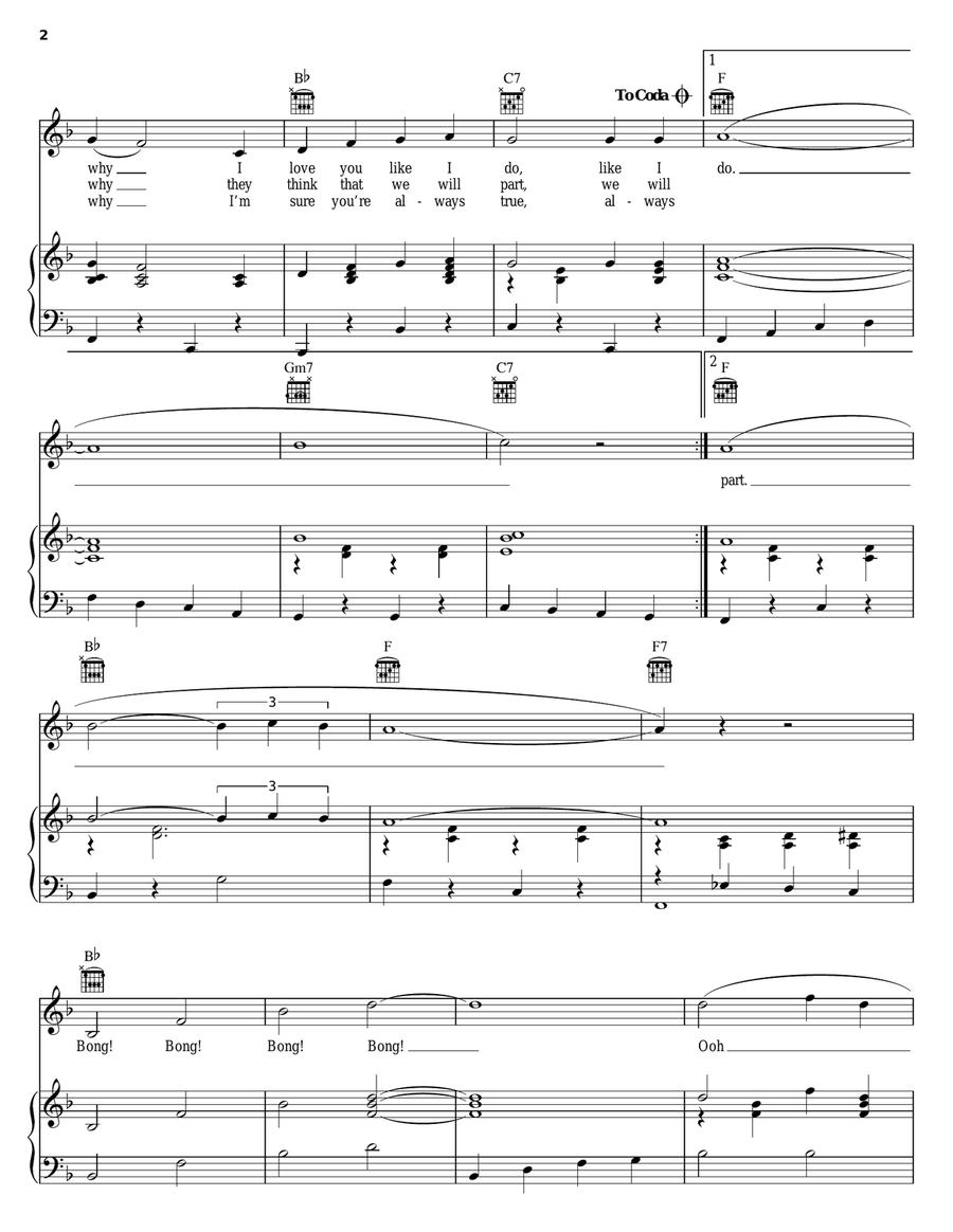 I Wonder Why Piano, Vocal, Guitar scores gallery preview page 2
