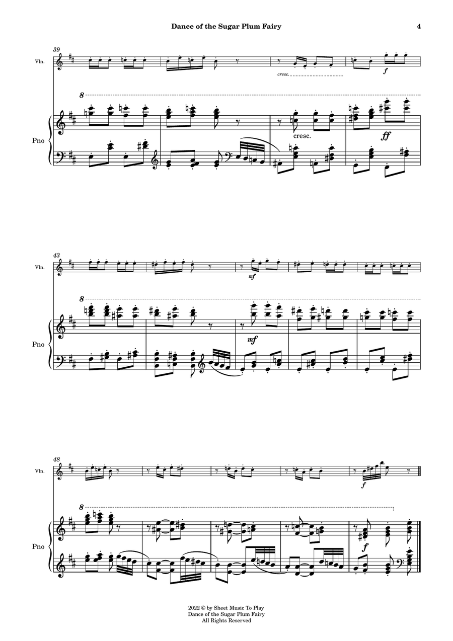 Dance of the Sugar Plum Fairy - Violin and Piano (Full Score and Parts) Violin Solo scores gallery preview page 5