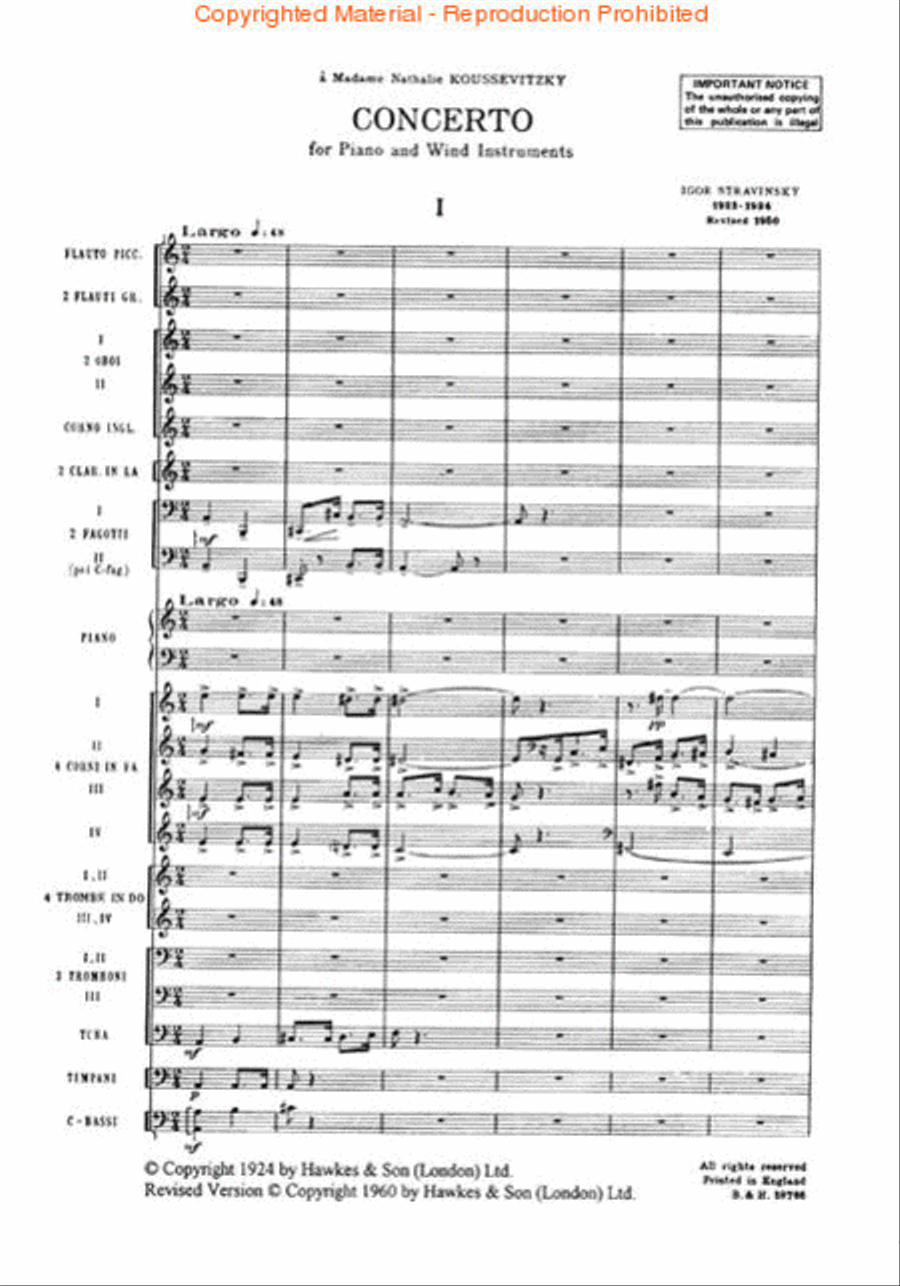 Igor stravinsky concerto for deals piano and wind instruments