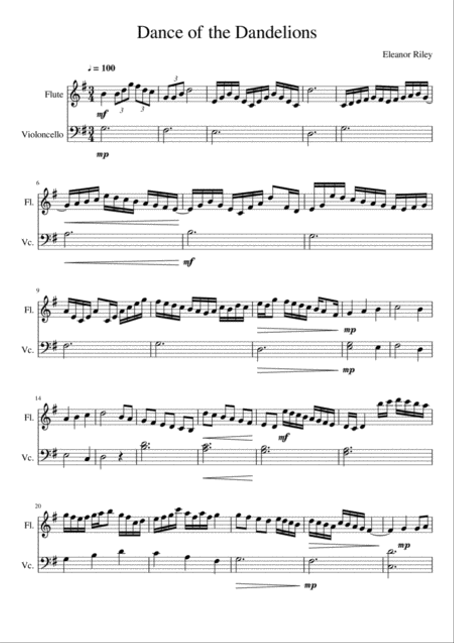 Dance of the Dandelions Flute scores gallery preview page 1