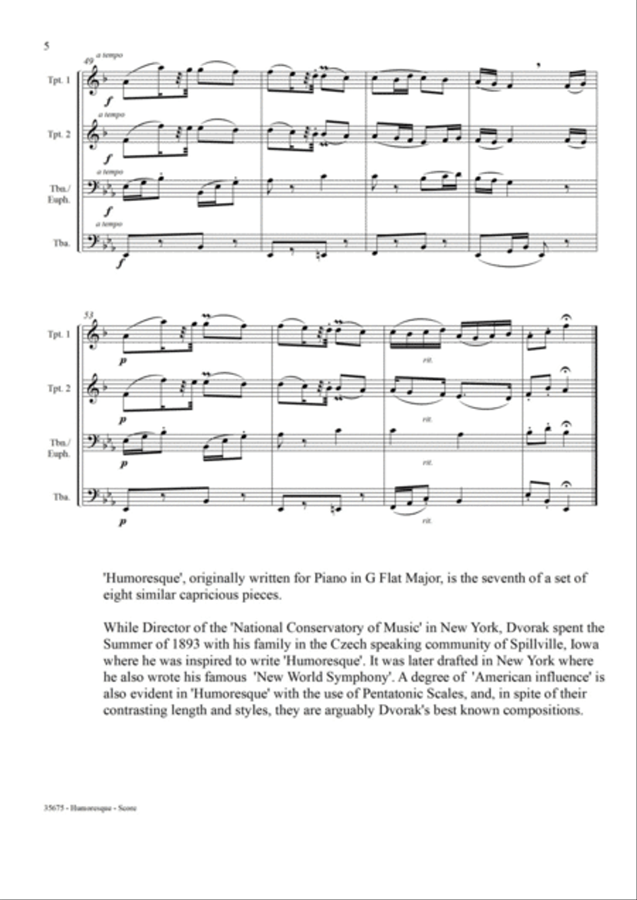 HUMORESQUE – BRASS QUARTET Brass Quartet scores gallery preview page 6